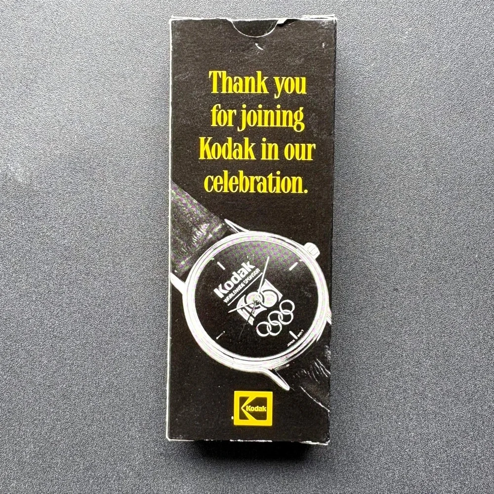 Vintage Kodak 1996 Centennial Olympic Games Watch Black Gold Leather Boxed